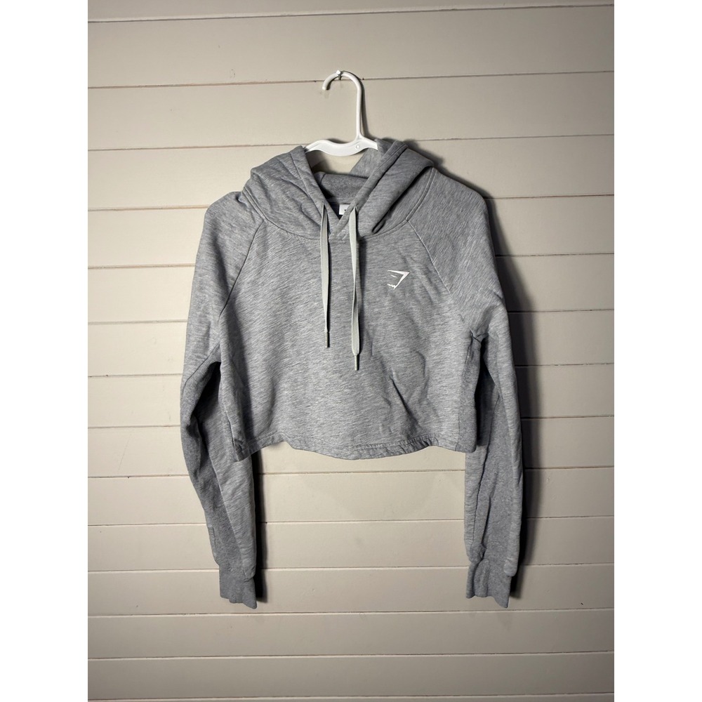 Gymshark Women Medium Grey Training Cropped Hoodie Pullover